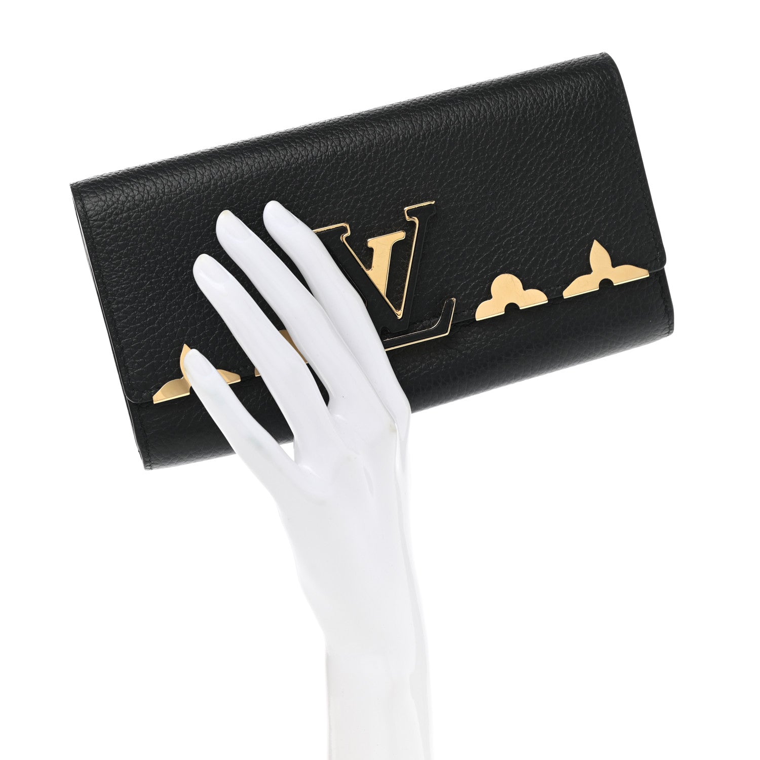 Louis Vuitton Taurillon Embellished Capucines Long Wallet Black 2 of 6
