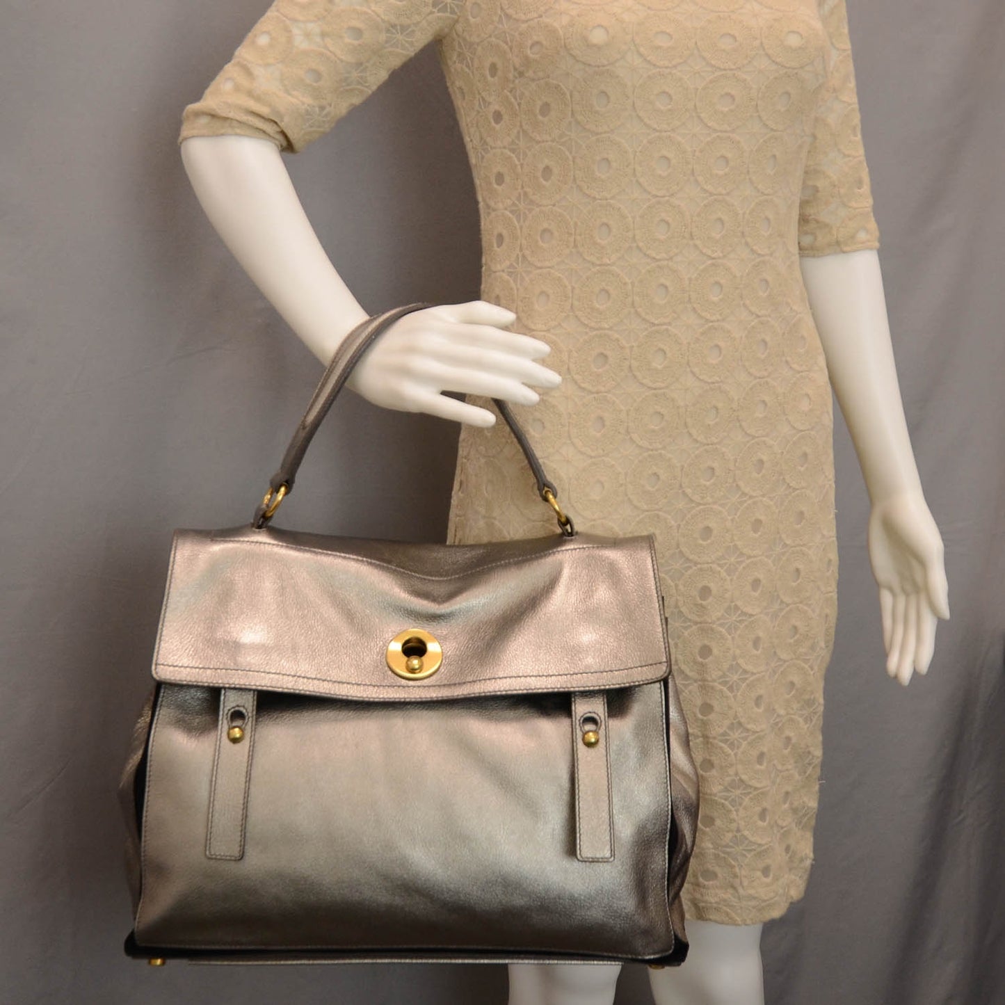Leather Large Muse Two Silver