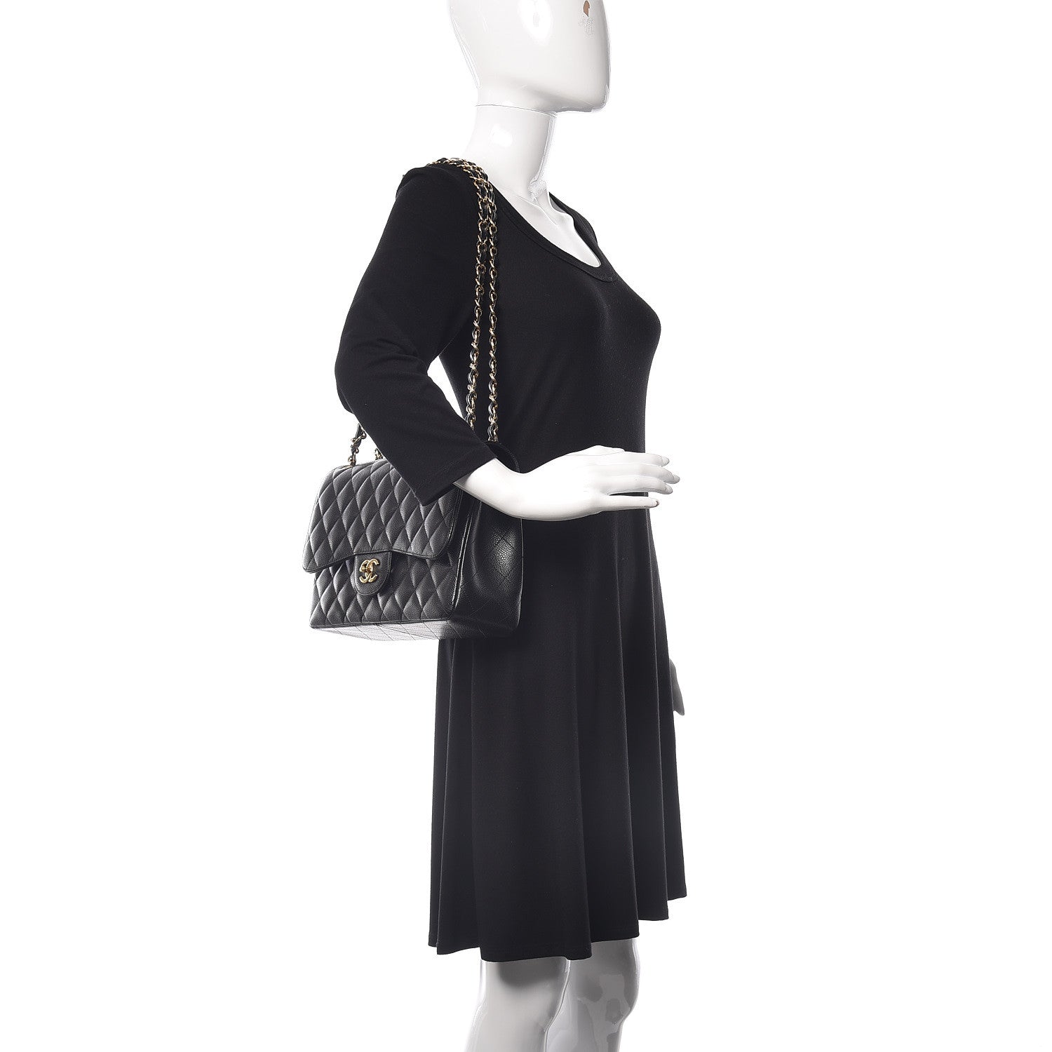 Chanel Caviar Quilted Jumbo Double Flap Black 2 of 9