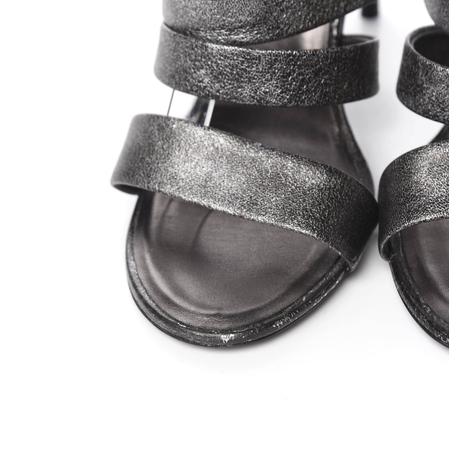 Chanel Cracked Metallic Calfskin Pearl Sandals 41 Dark Silver 10 of 16