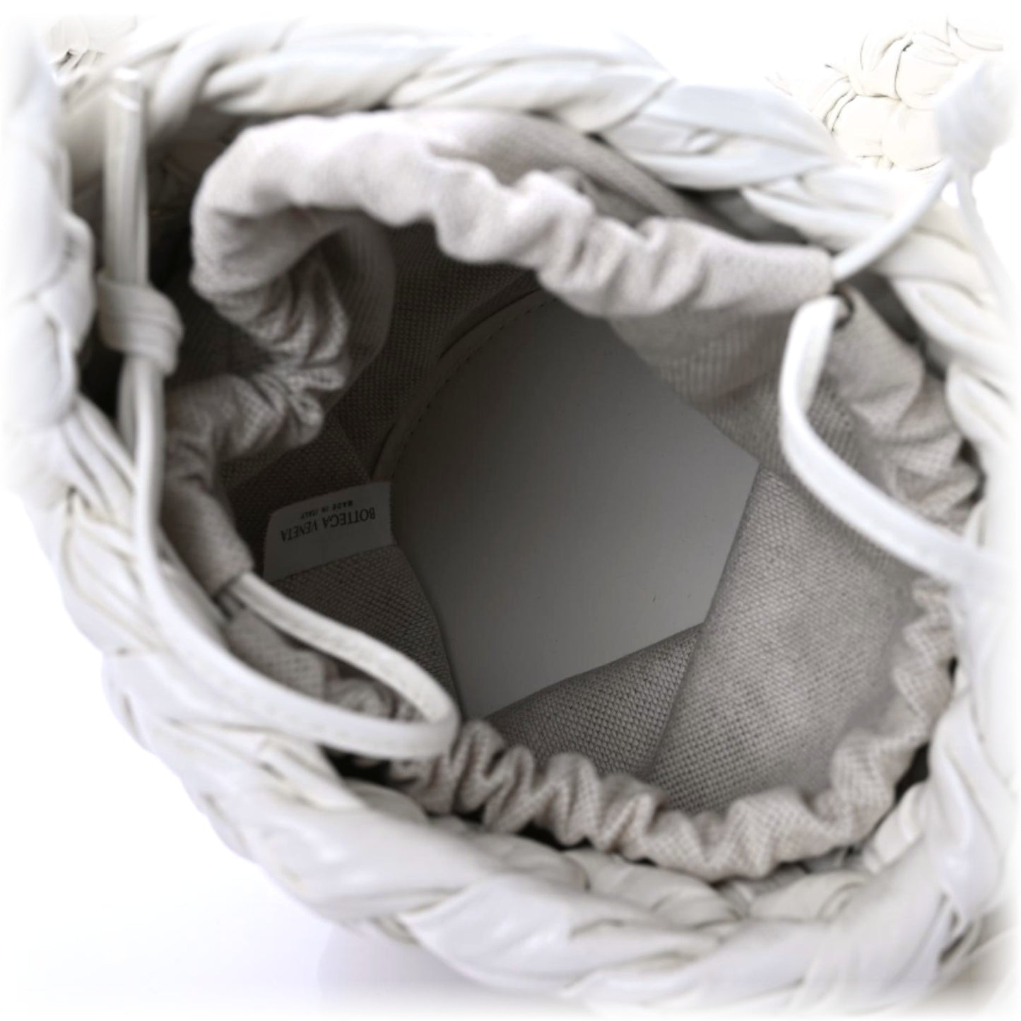 Calfskin Intrecciato Small Foulard Kalimero Bucket Bag Bone