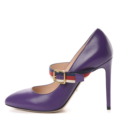 Gucci Malaga Kid Sylvie High Heel Pumps 40 Shine Purple 1 of 10