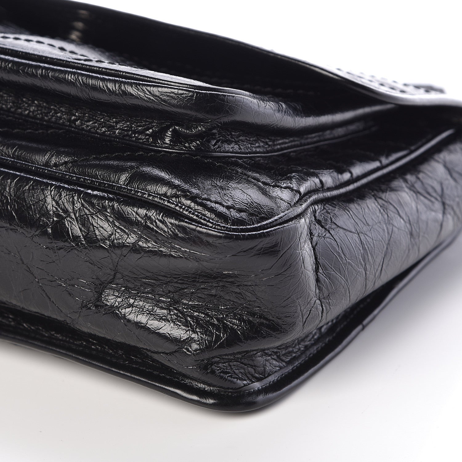 Saint Laurent Crinkled Calfskin Matelasse Monogram Large Niki Chain Satchel Black 7 of 9