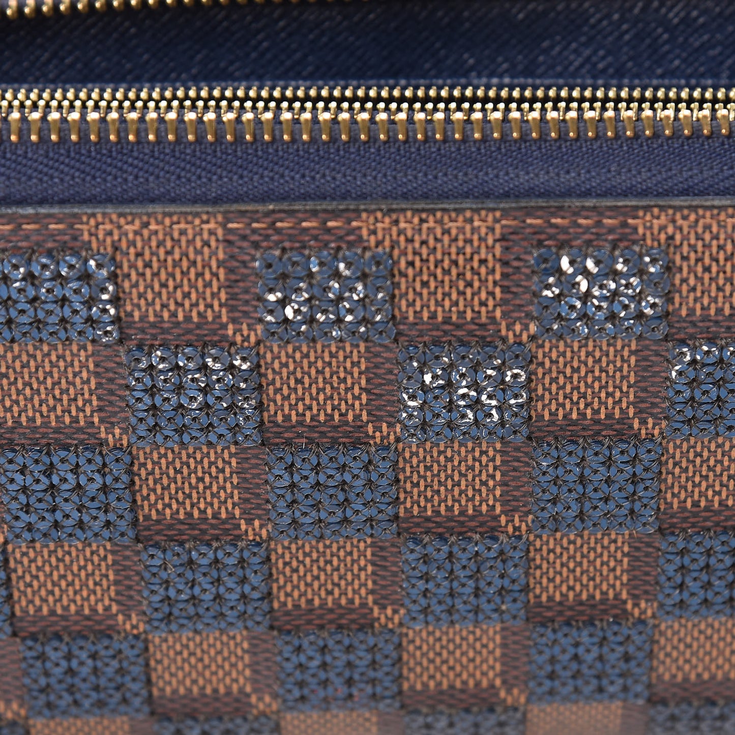 Damier Paillettes Zippy Wallet Blue