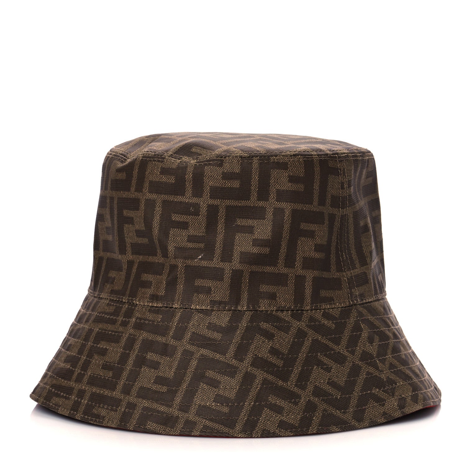 Fendi Technical Fabric FF Reversible Bucket Hat M Tobacco Red 1 of 8