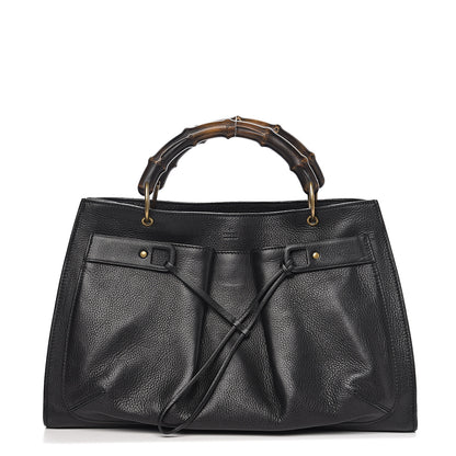 Gucci Calfskin Bamboo Handle Tote Black 1 of 10