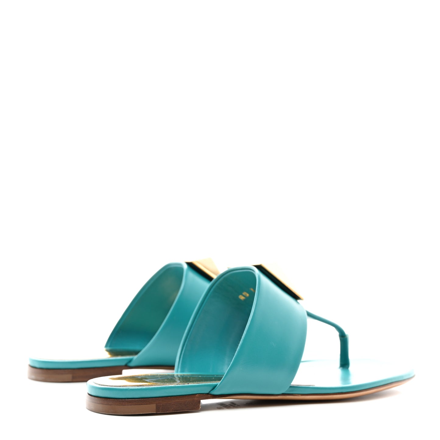 Calfskin One Stud Flat Thong Sandals 36 Ultramar