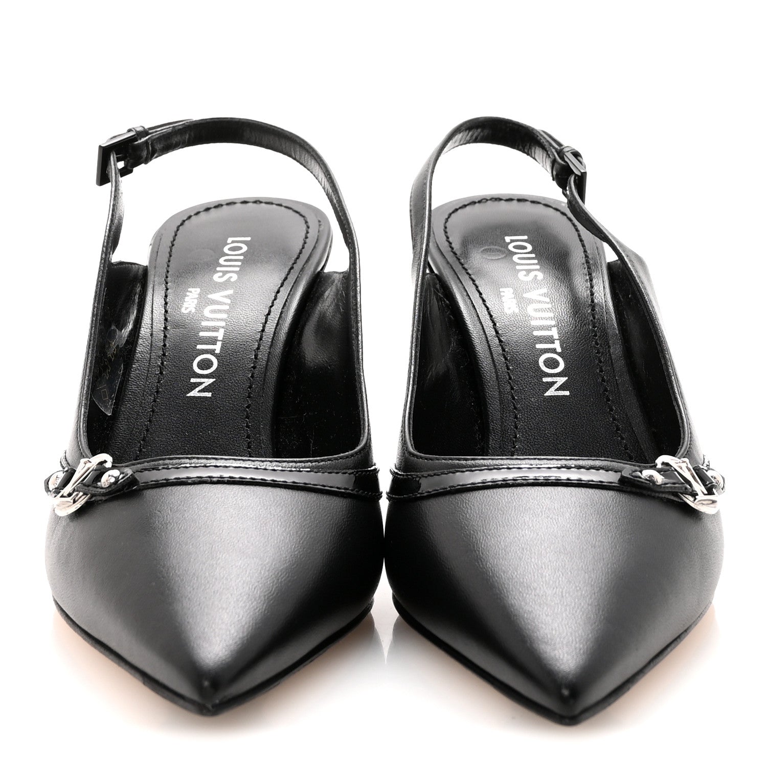 Louis Vuitton Lambskin 6AM Slingback Pumps 37.5 Black 1863266