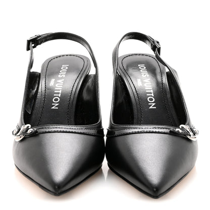 Louis Vuitton Lambskin 6AM Slingback Pumps 37.5 Black 3 of 9