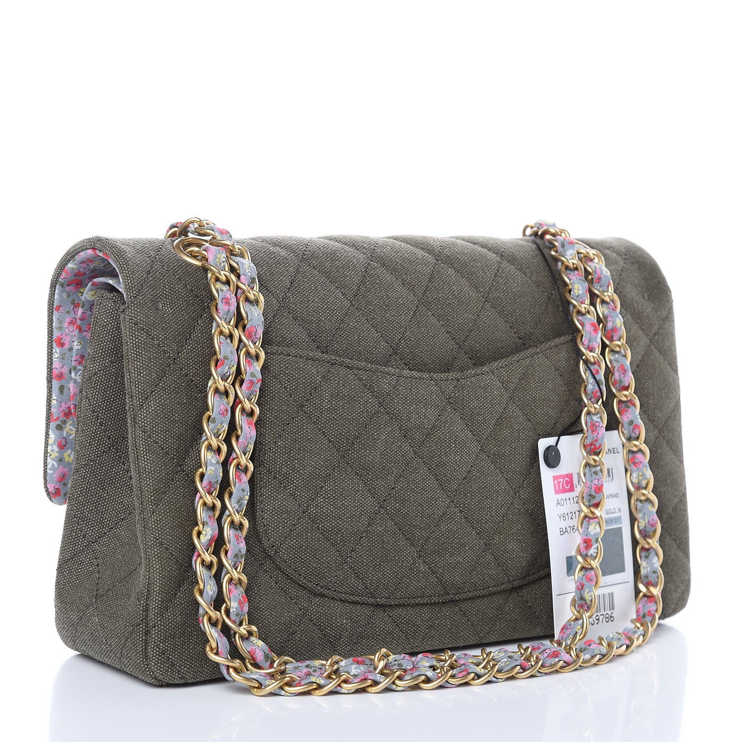 Chanel Toile Quilted Medium Cuba Double Flap Khaki 3 of 10