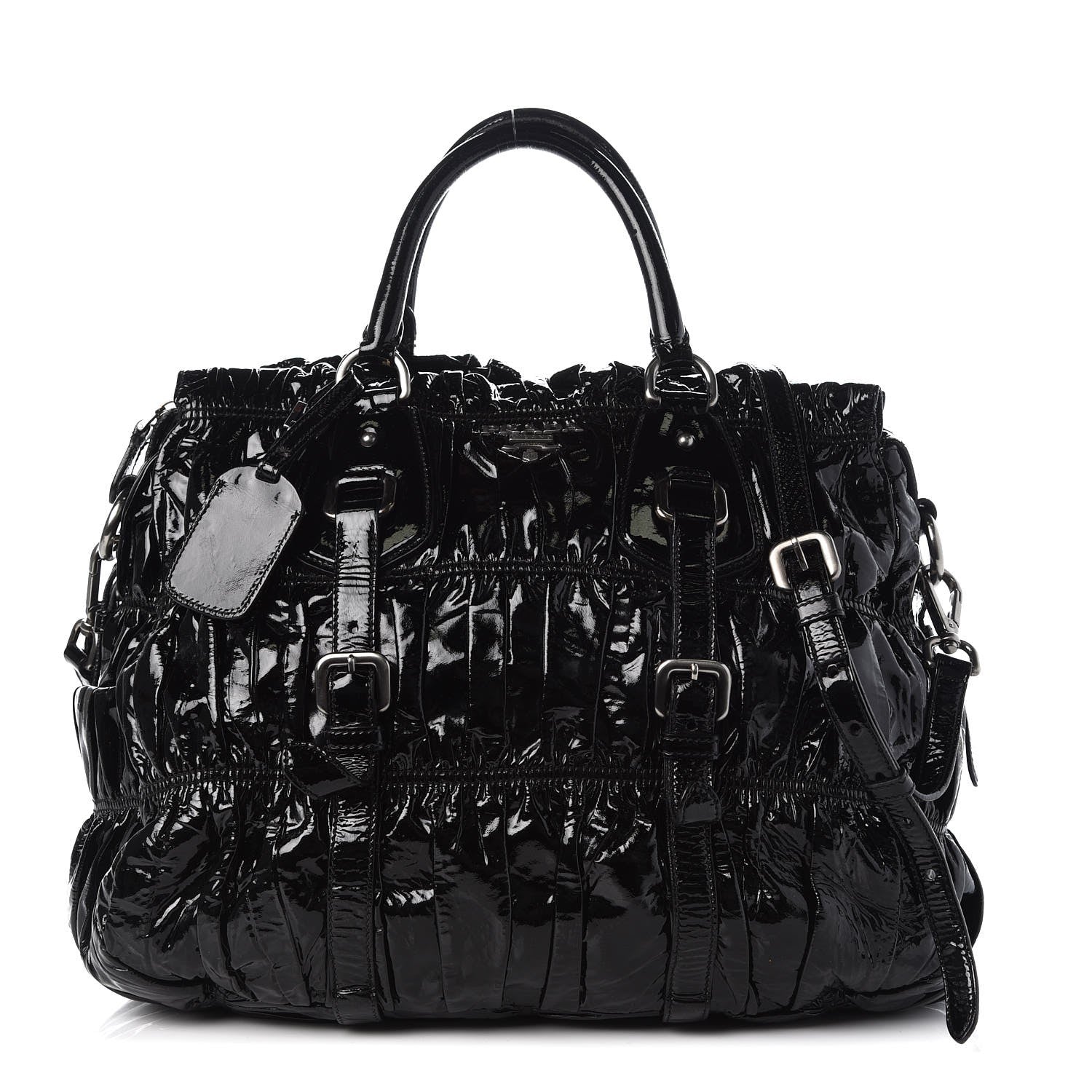 Prada Vernice Gaufre Tote Black 1 of 12
