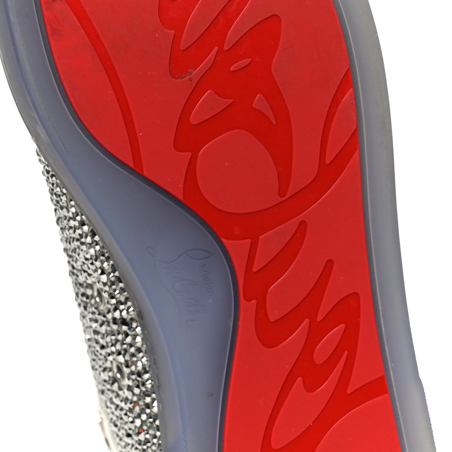 Laminated Nappa Frozen Strass Mens Louis Orlato Flat Sneakers 45.5 Silver