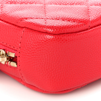 Chanel Caviar Quilted Small Curvy Pouch Cosmetic Case Red 9 of 10