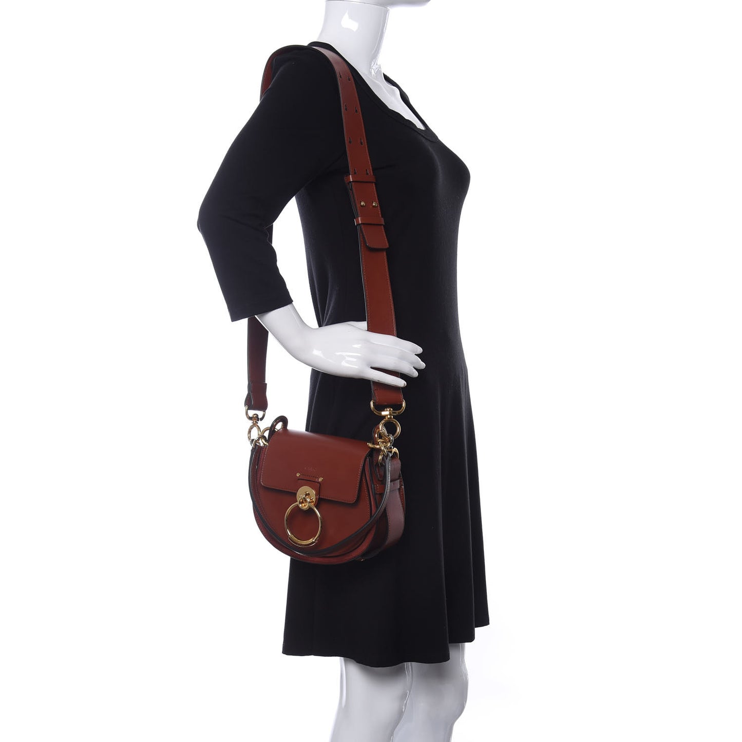Calfskin Small Tess Bag Sepia Brown