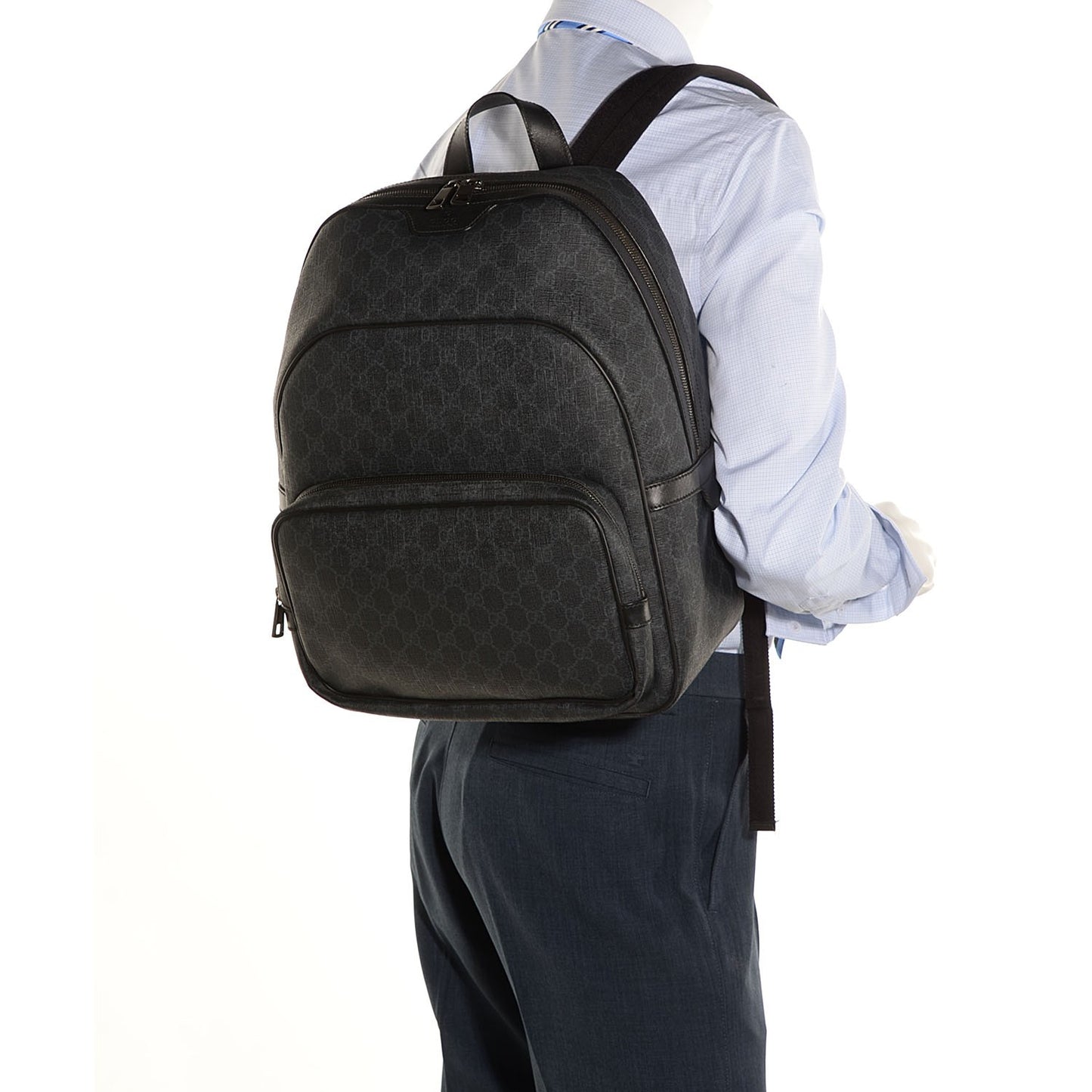 GG Supreme Monogram Medium Day Backpack Grey Black