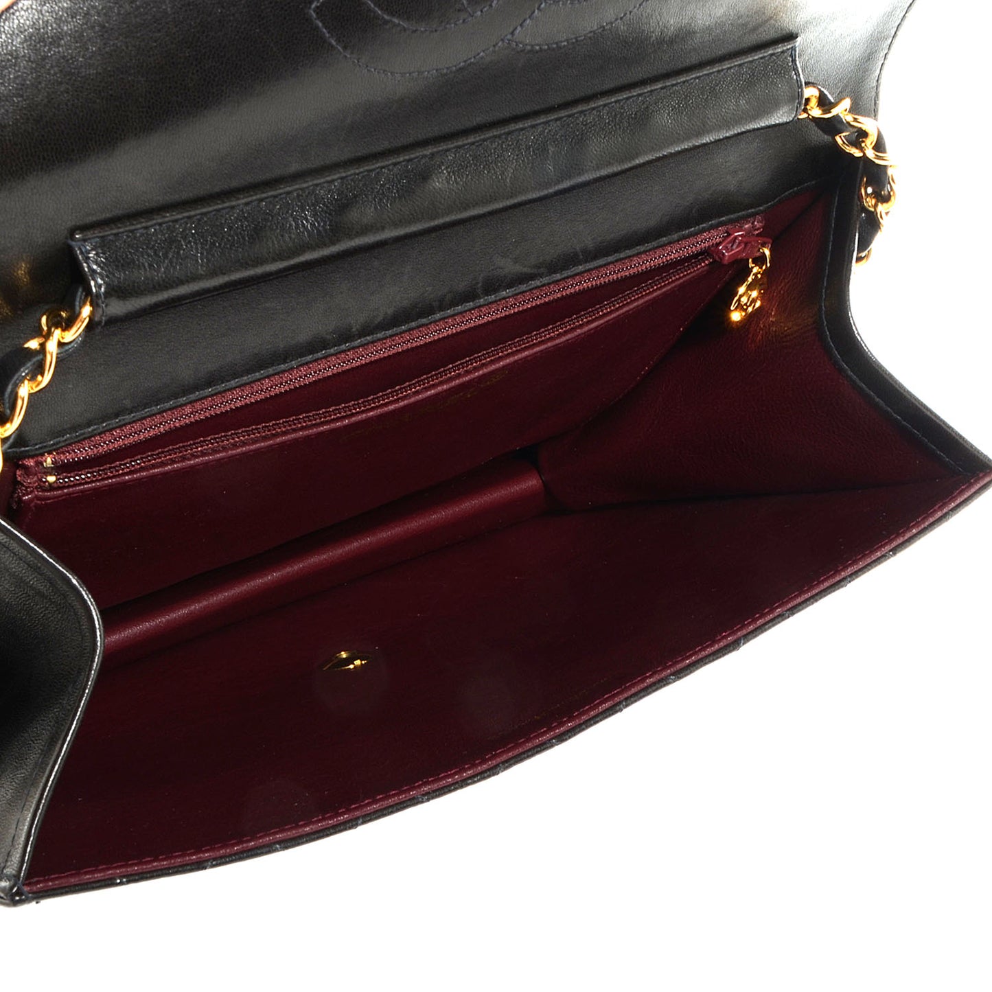 Lambskin Medium Single Flap Black