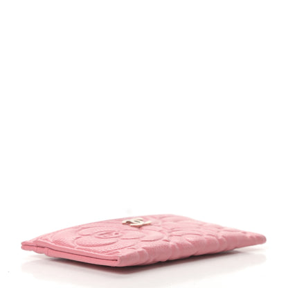 Chanel Caviar Camellia Embossed Card Holder Pink 4 of 10