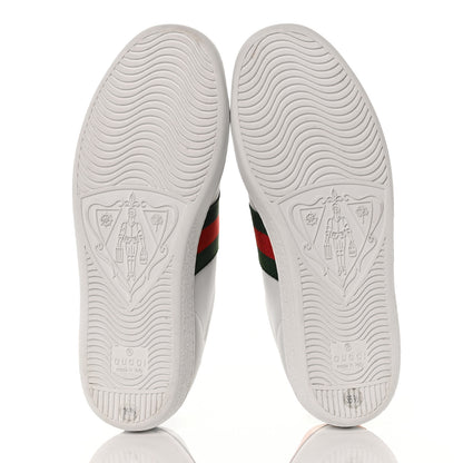 Gucci Calfskin Ayers Bee Embroidered Womens Ace Sneakers 35.5 White Green 6 of 8