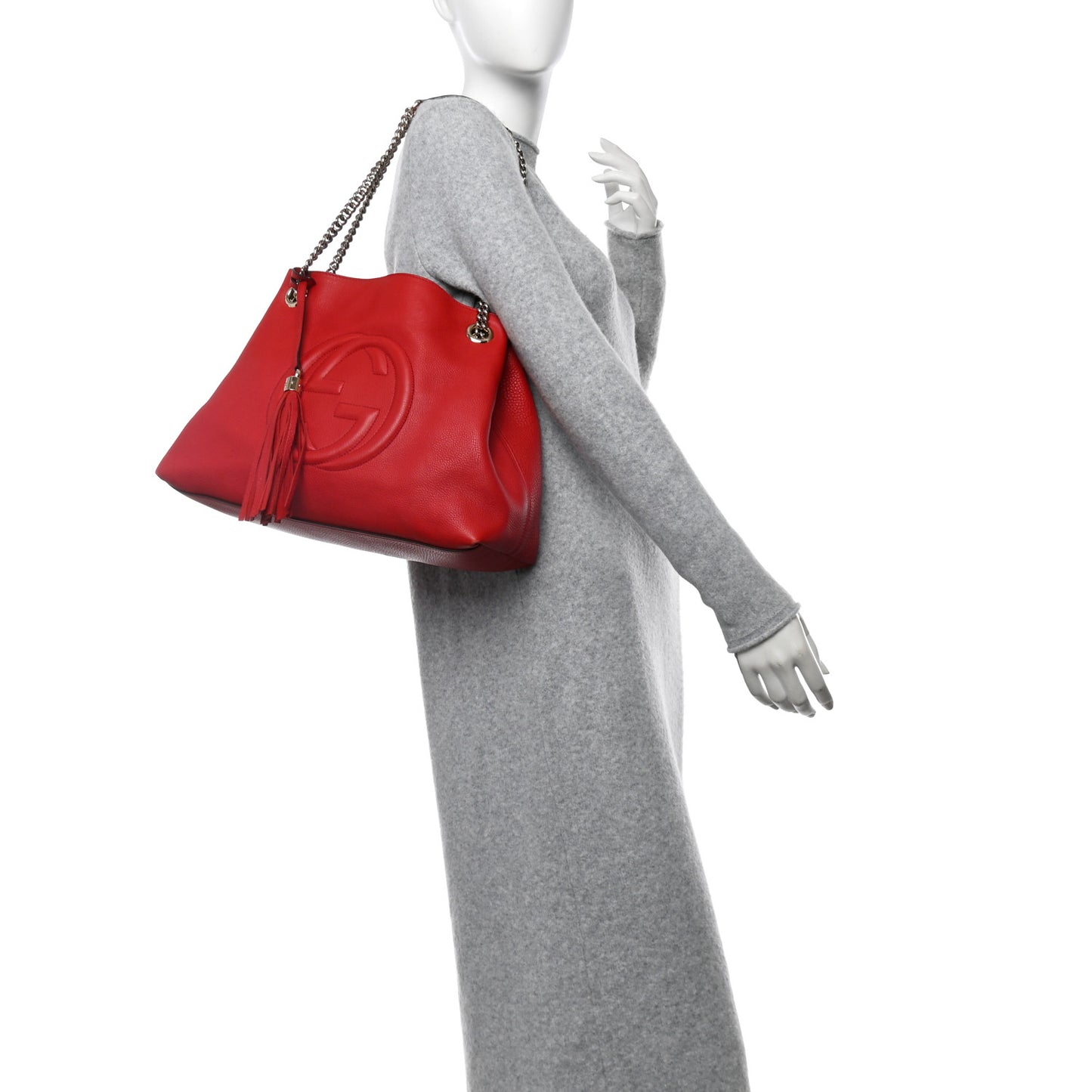 Cellarius Calfskin Medium Soho Chain Shoulder Bag Vibrant Red
