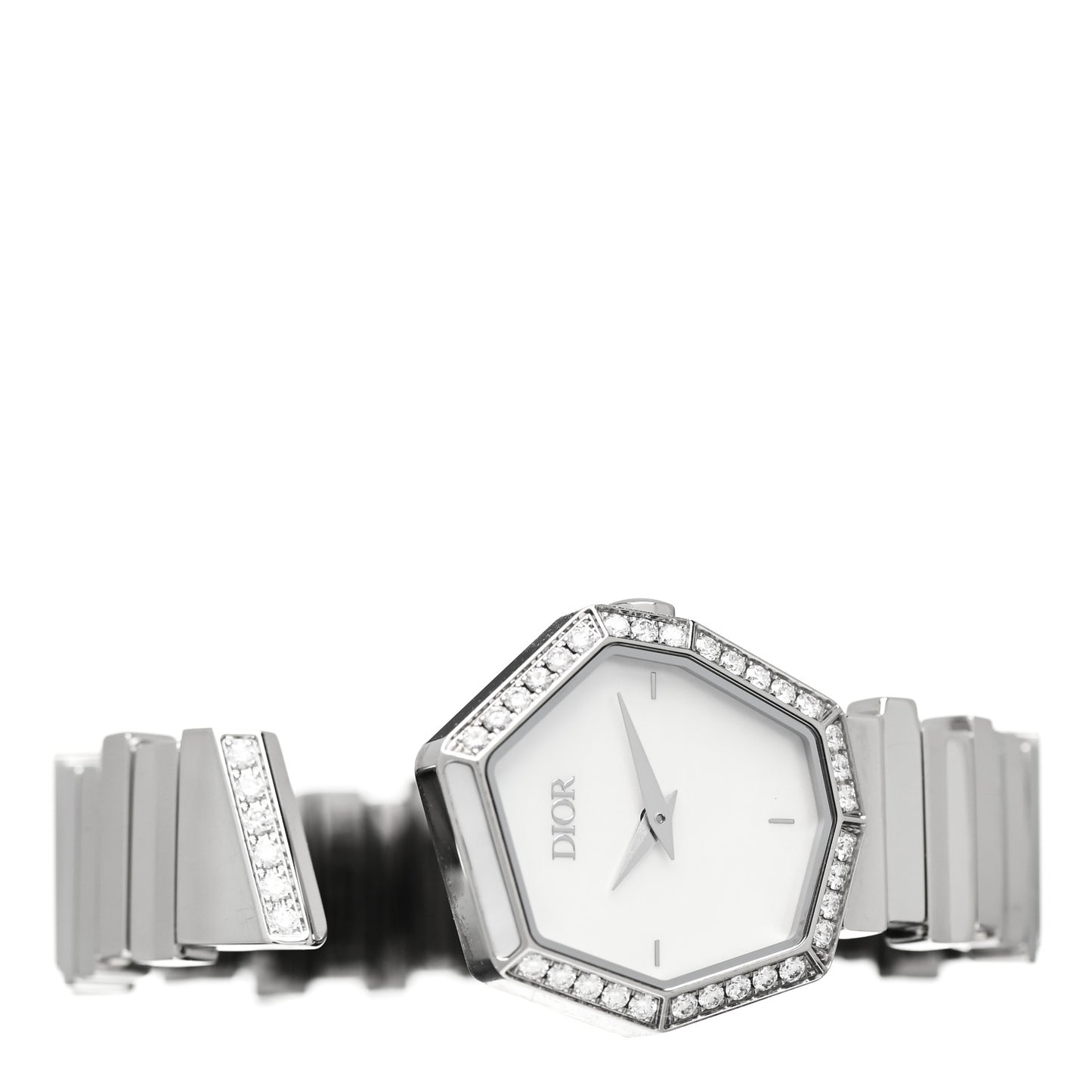 Stainless Steel Diamond Bezel Mother of Pearl 27mm Gem Dior Quartz Watch