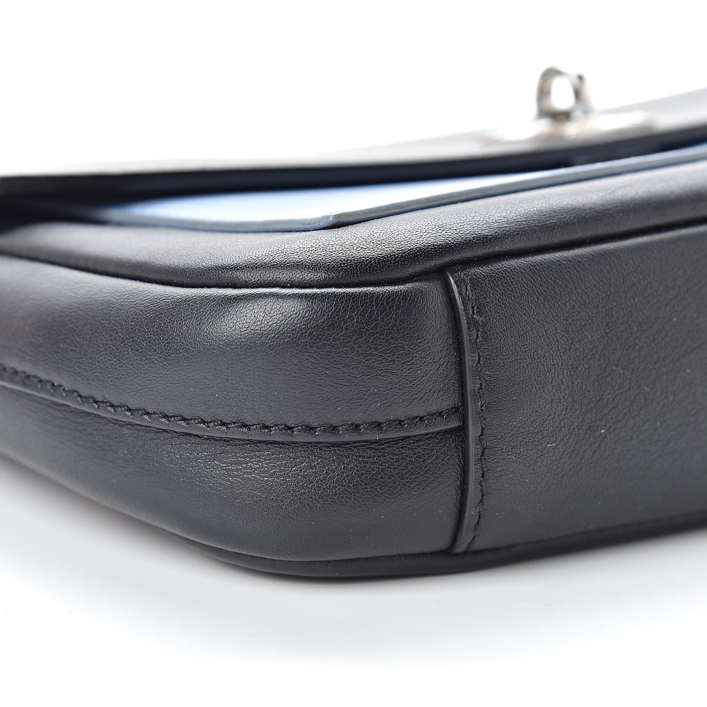 Calfskin Bi-Color Wallet On Chain Black Blue