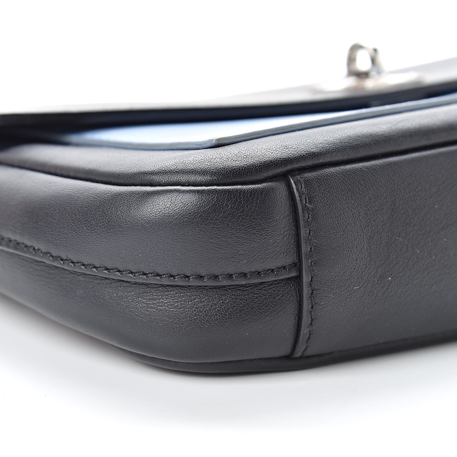 Christian Dior Calfskin Bi-Color Wallet On Chain Black Blue 9 of 10