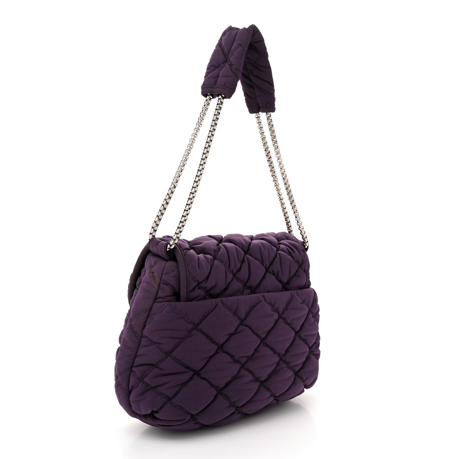 Chanel Nylon Bubble Quilt Accordion Flap Purple 3 of 11