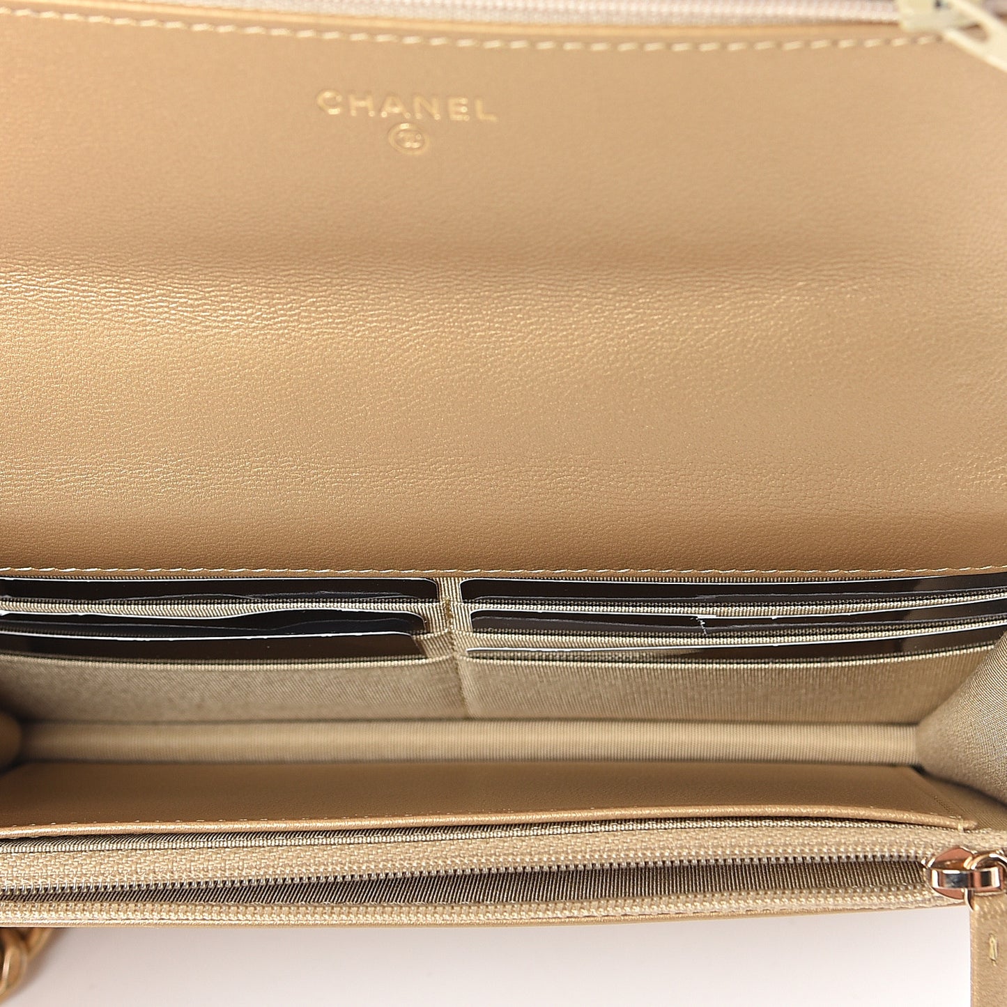 Metallic Goatskin Quilted 19 Wallet On Chain WOC Gold