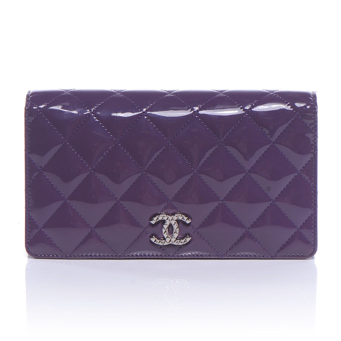 Patent Quilted Yen Wallet Purple
