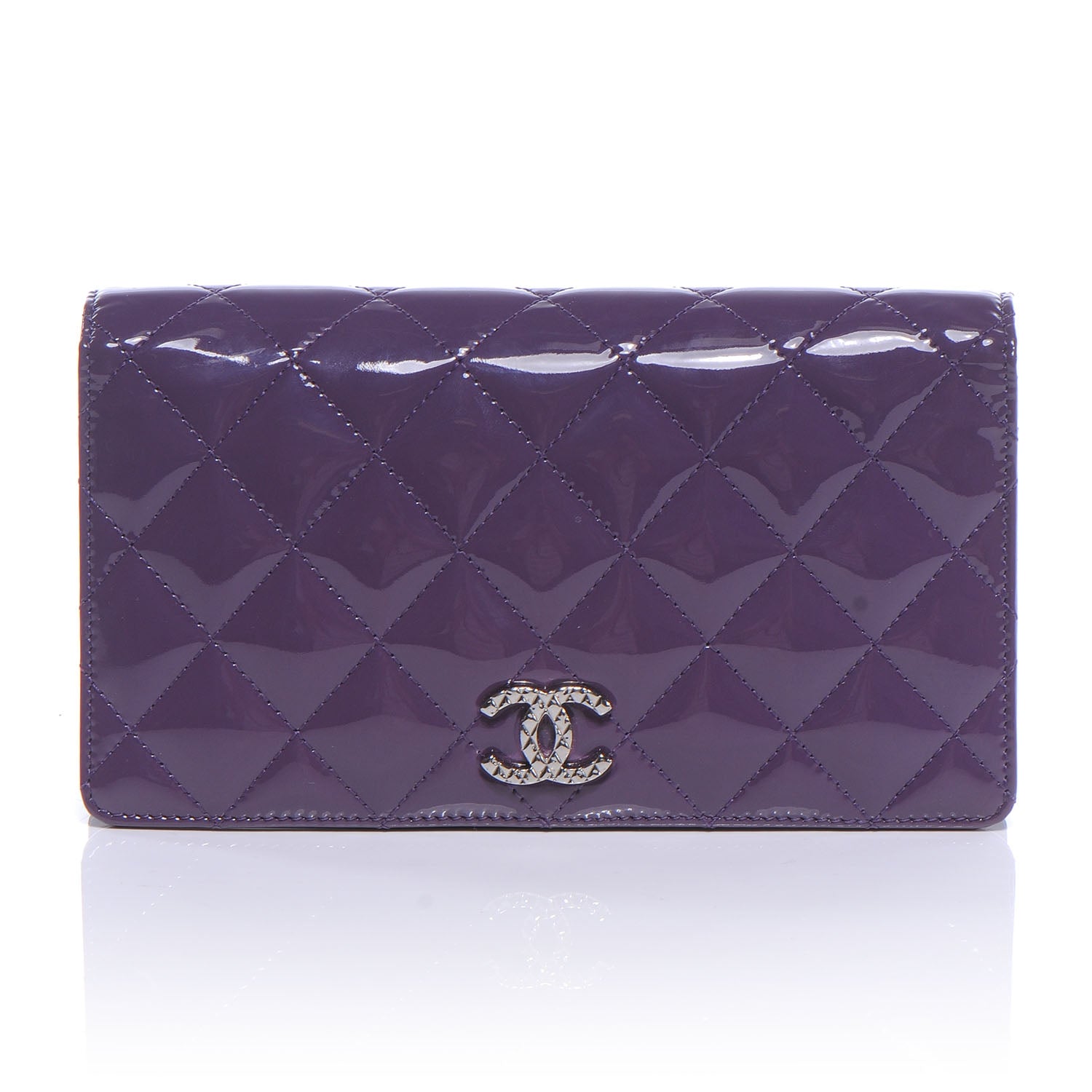 Chanel Patent Quilted Yen Wallet Purple 1 of 8