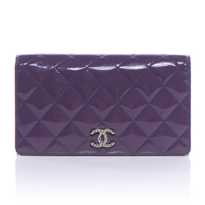 Chanel Patent Quilted Yen Wallet Purple 1 of 8