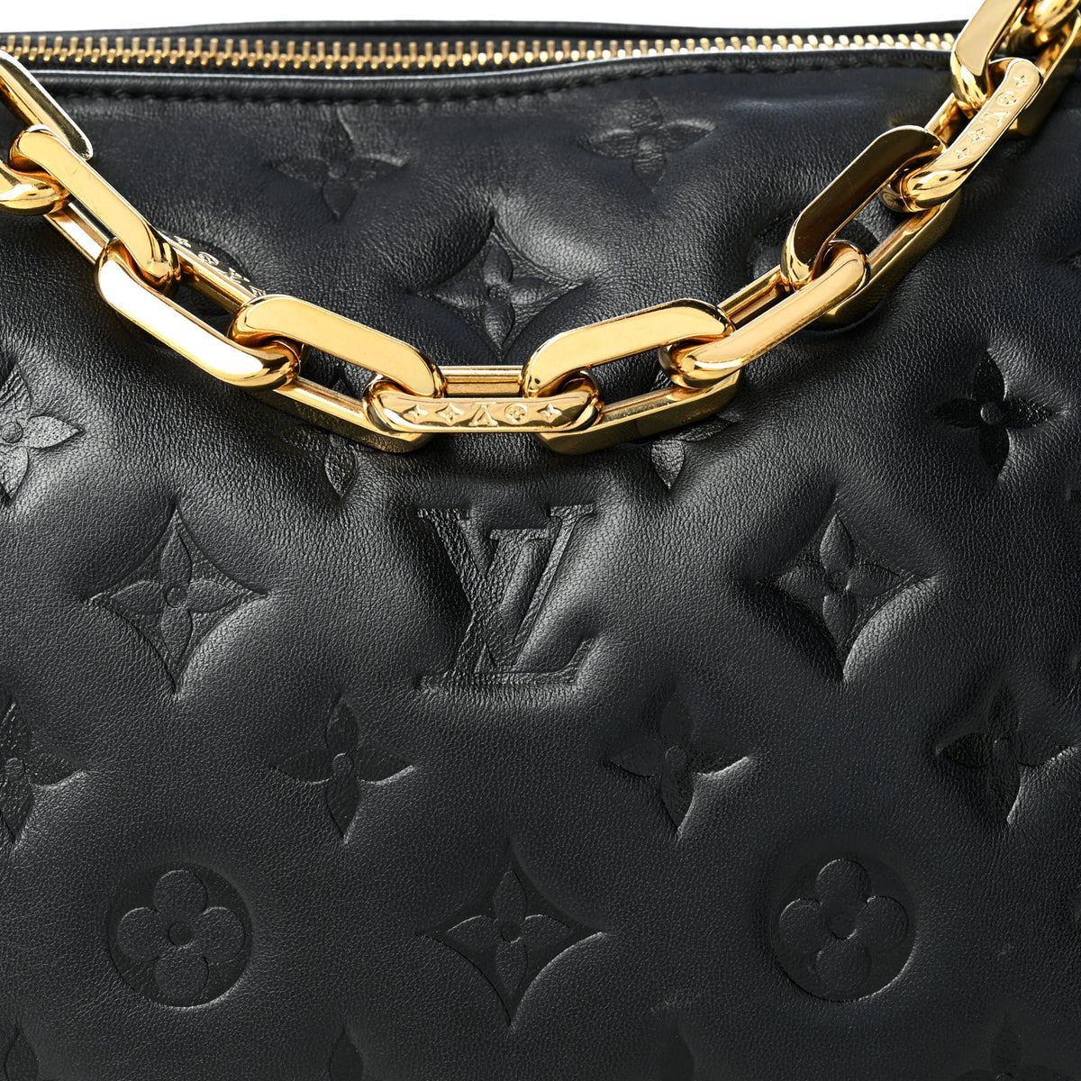 Louis Vuitton Lambskin Embossed Monogram Coussin PM Black 8 of 11