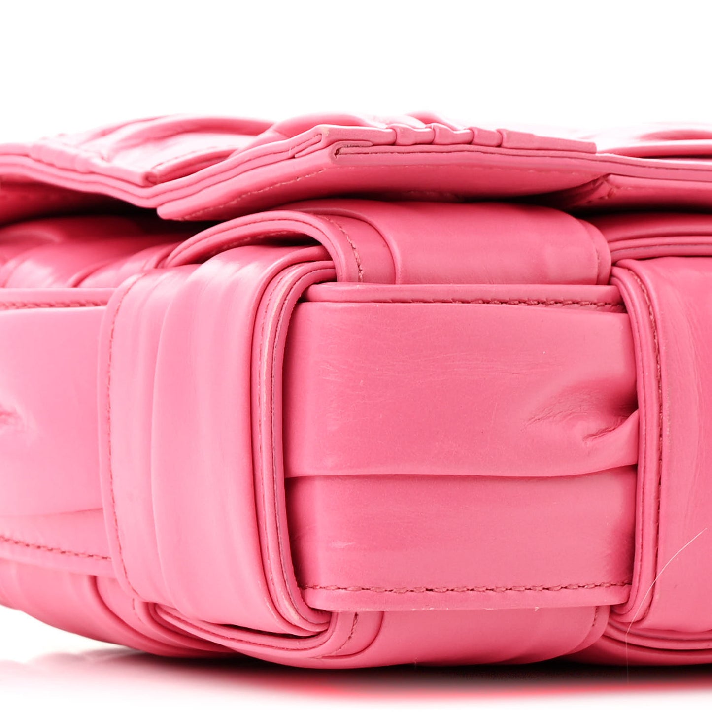 Calfskin Intreccio Plisse Cassette Crossbody Bag Pink