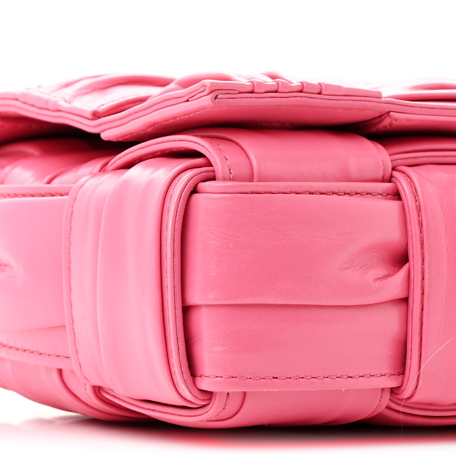 Bottega Veneta Calfskin Intreccio Plisse Cassette Crossbody Bag Pink 9 of 12