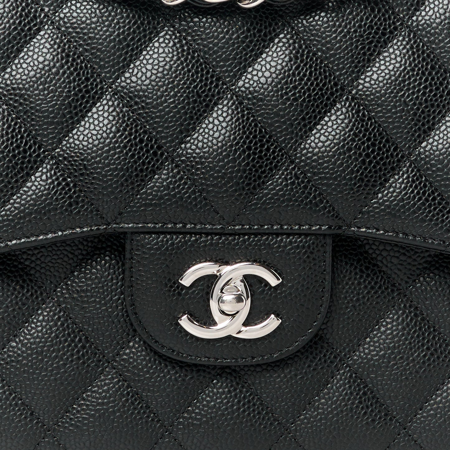 Caviar Quilted Jumbo Double Flap Black