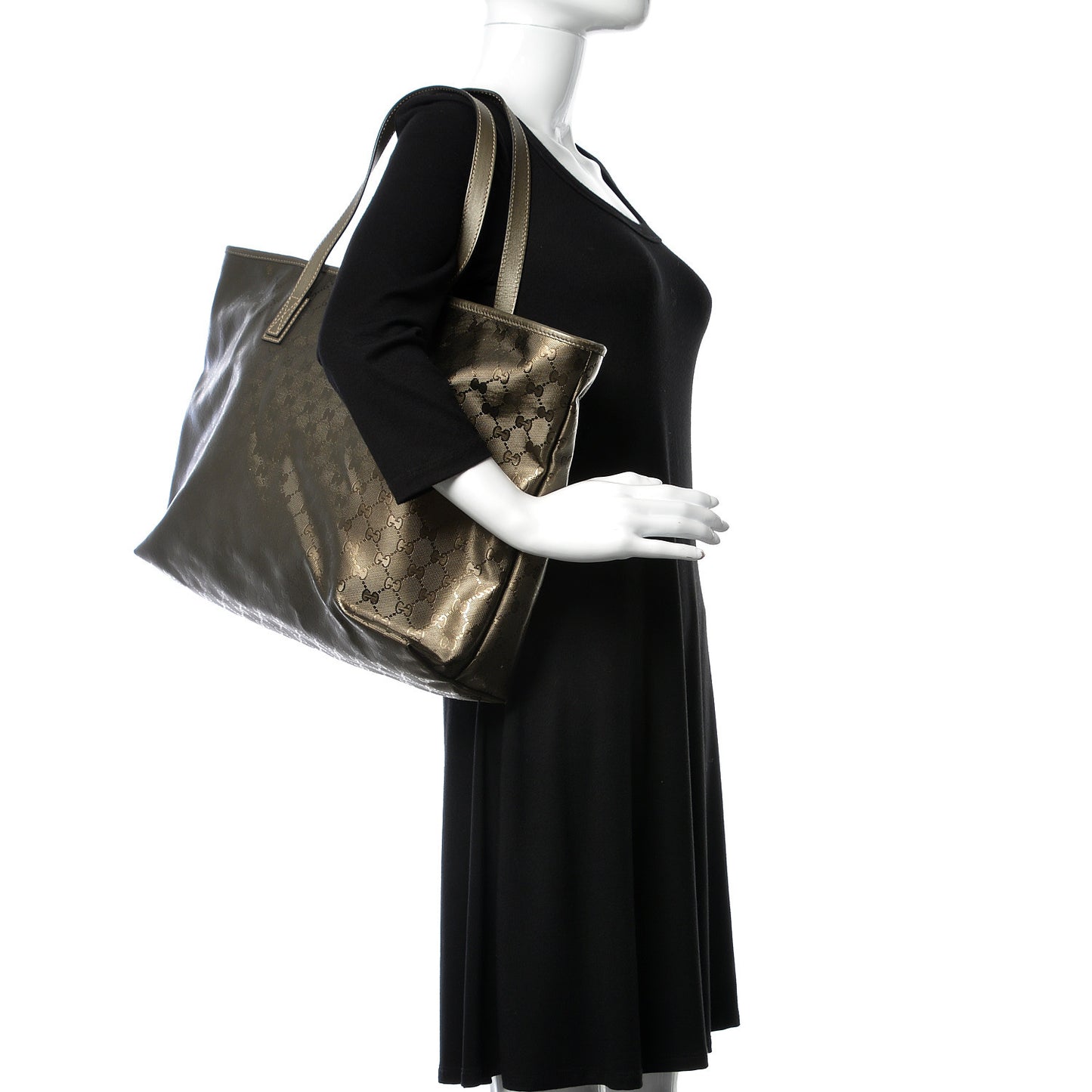 Imprime Monogram Large Zippered Shopping Tote Pewter
