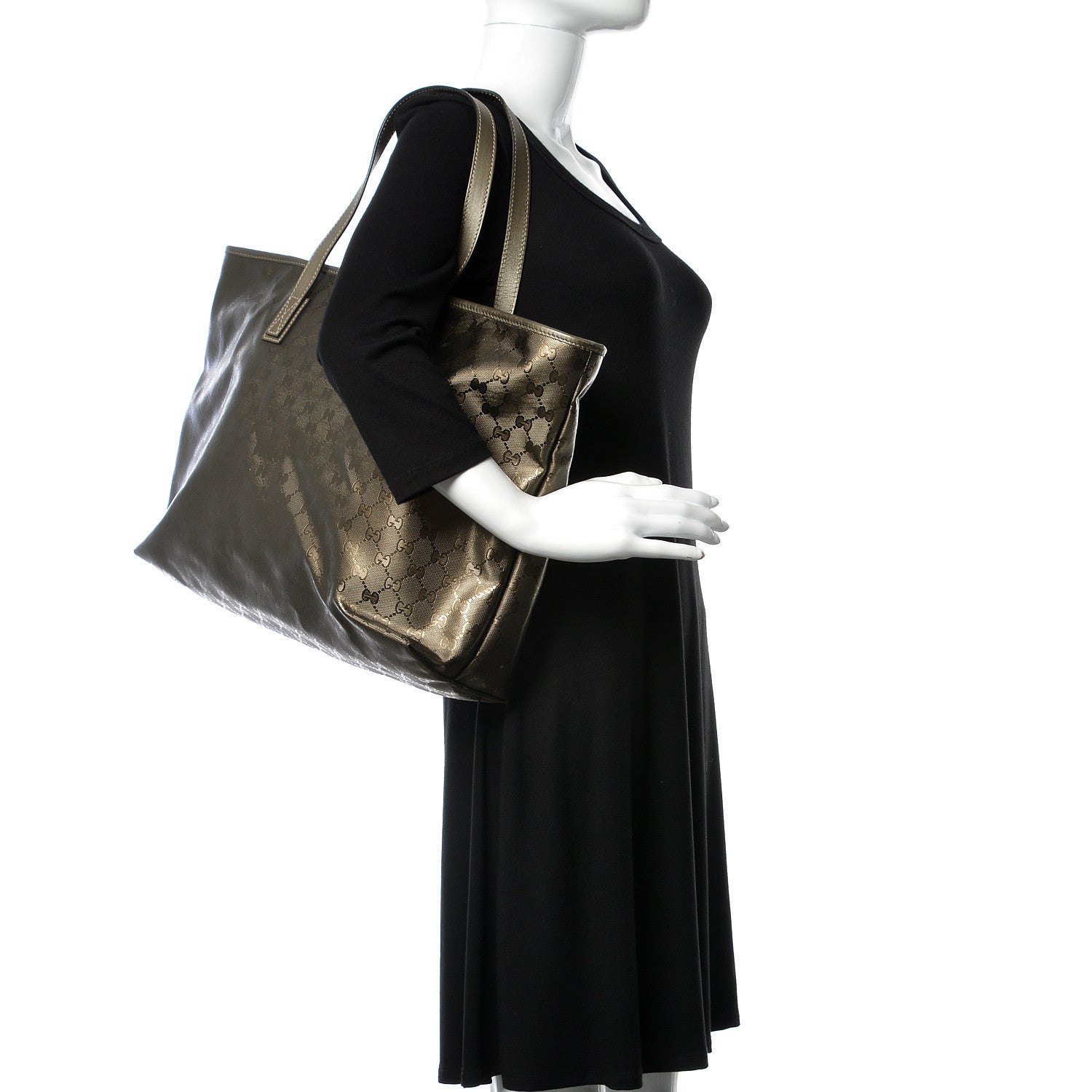 Gucci Imprime Monogram Large Zippered Shopping Tote Pewter 2 of 12