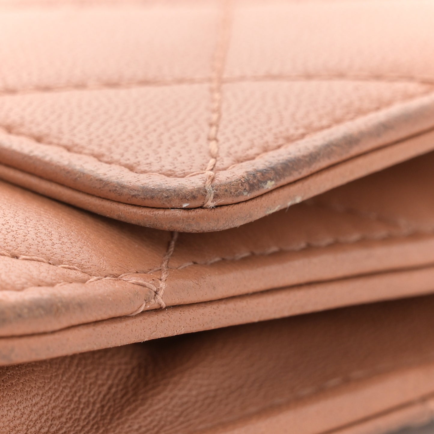 Lambskin Quilted Trendy CC Wallet On Chain WOC Camel