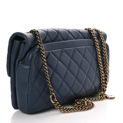 Chanel Calfskin Quilted Medium CC Crown Flap Blue 3 of 10