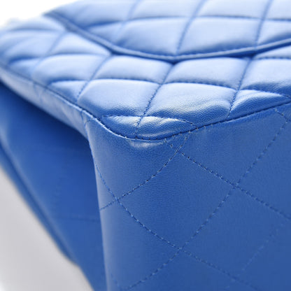Chanel Lambskin Quilted Jumbo Double Flap Blue 13 of 14