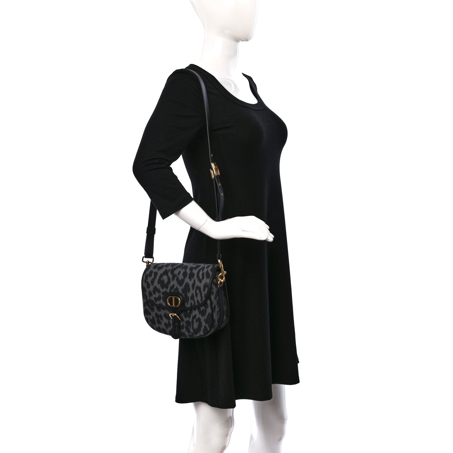 Canvas Mizza Embroidered Medium Bobby Flap Grey Black
