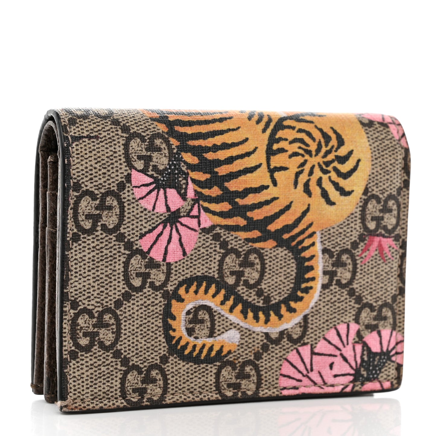 GG Supreme Monogram Bengal Card Case Beige Pink