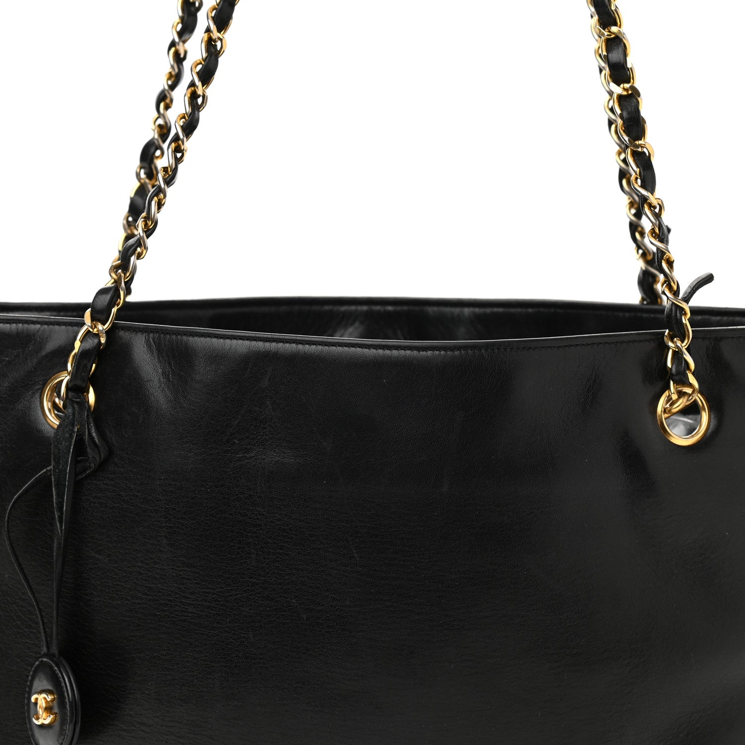Chanel Lambskin Quilted Shopping Tote Black 8 of 12