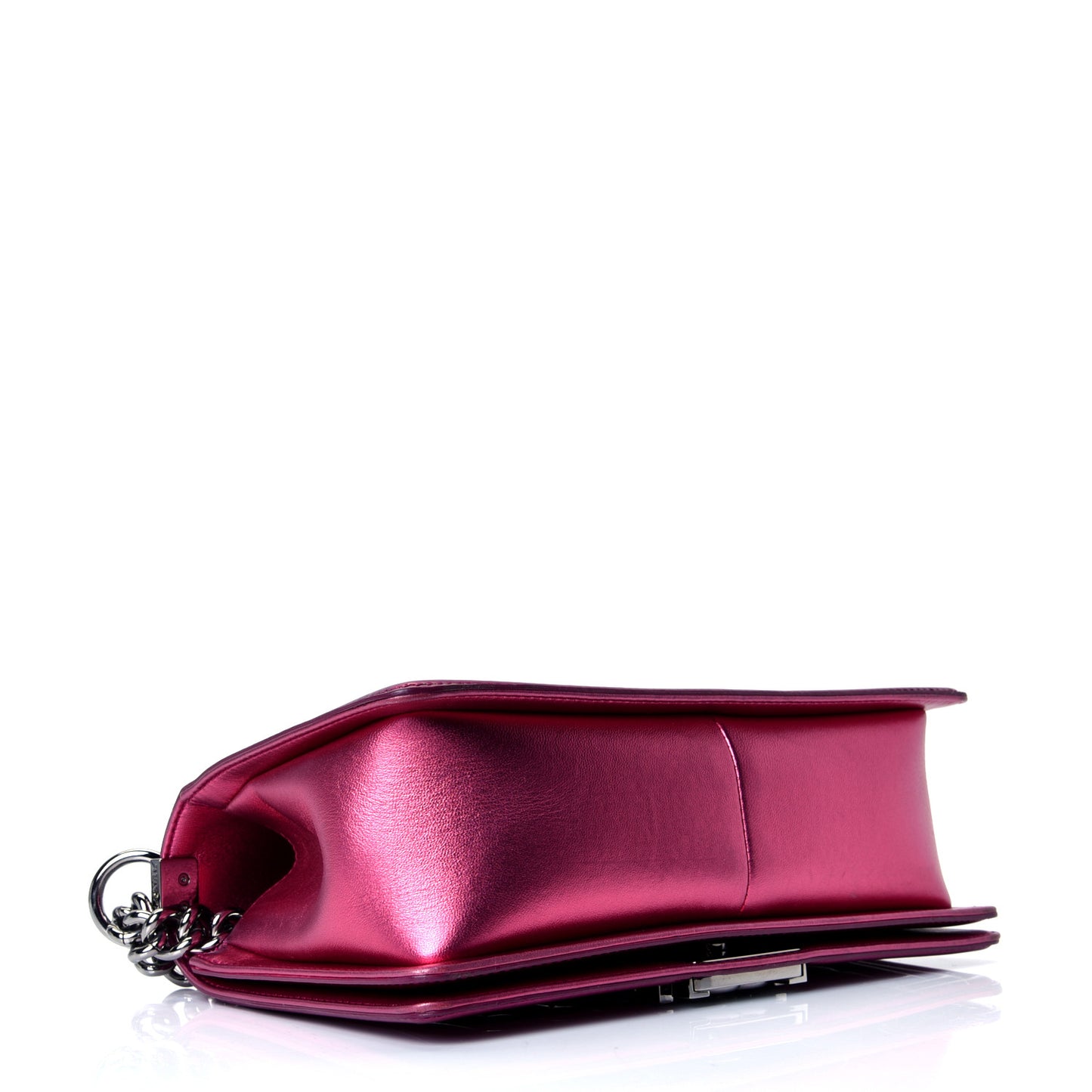 Metallic Patent Calfskin Quilted Medium Boy Flap Pink