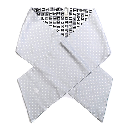 Hermes Silk Lettres Et Pois Maxi Twilly Cut Gris Black Menthol 1 of 4