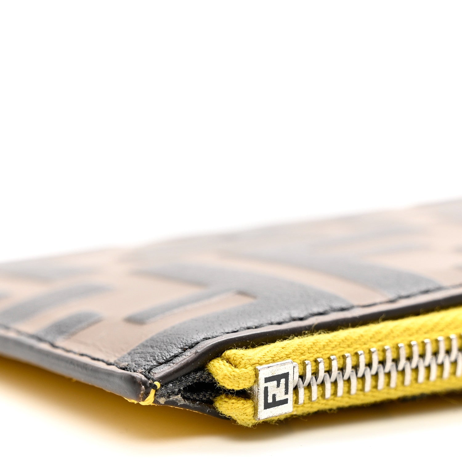 Fendi Vitello Cruise F is Fendi Bi-Color FF 1974 Embossed Key Case Pouch Maya Black Sunflower 8 of 8