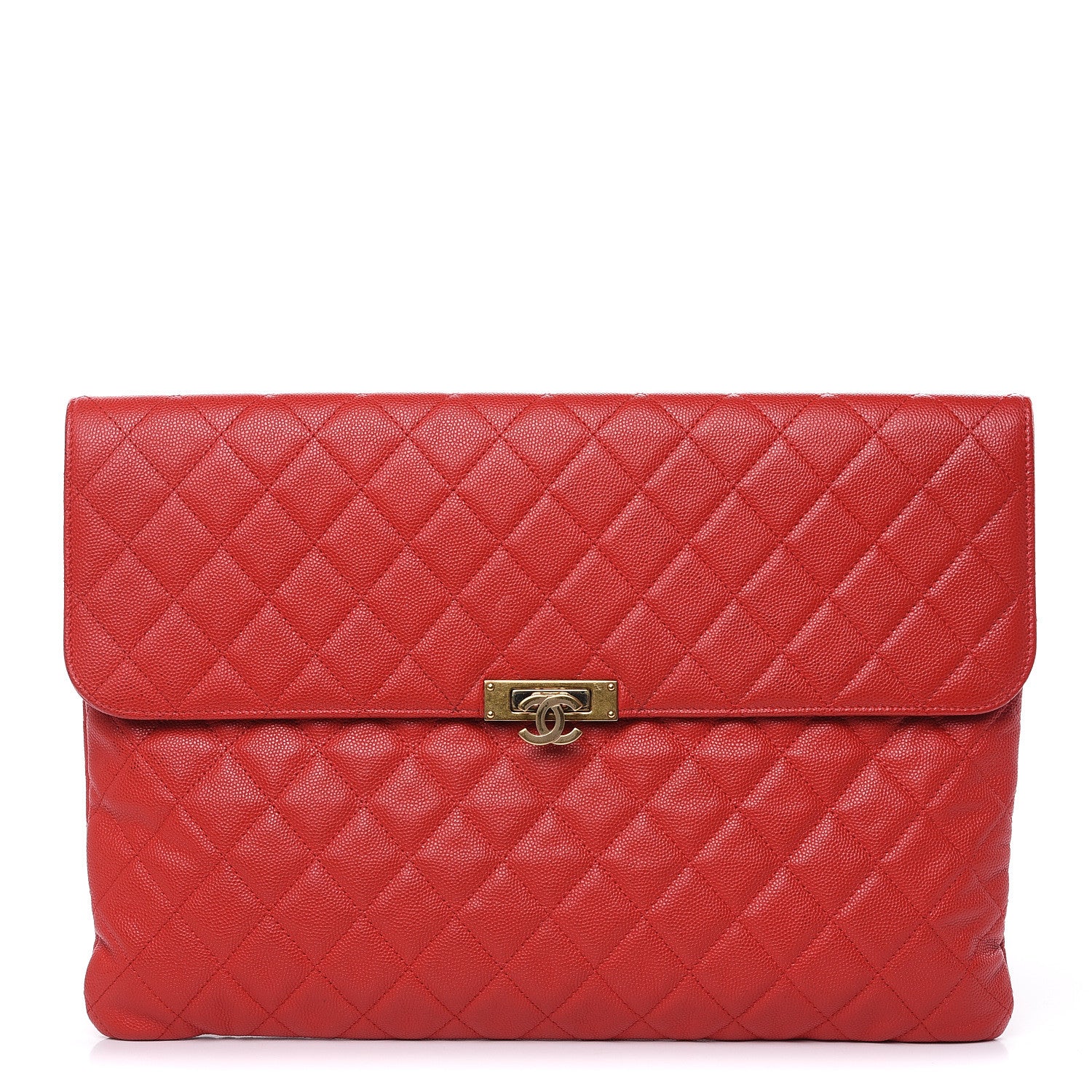 Chanel Caviar Quilted Large Golden Class Pouch Red 1 of 13
