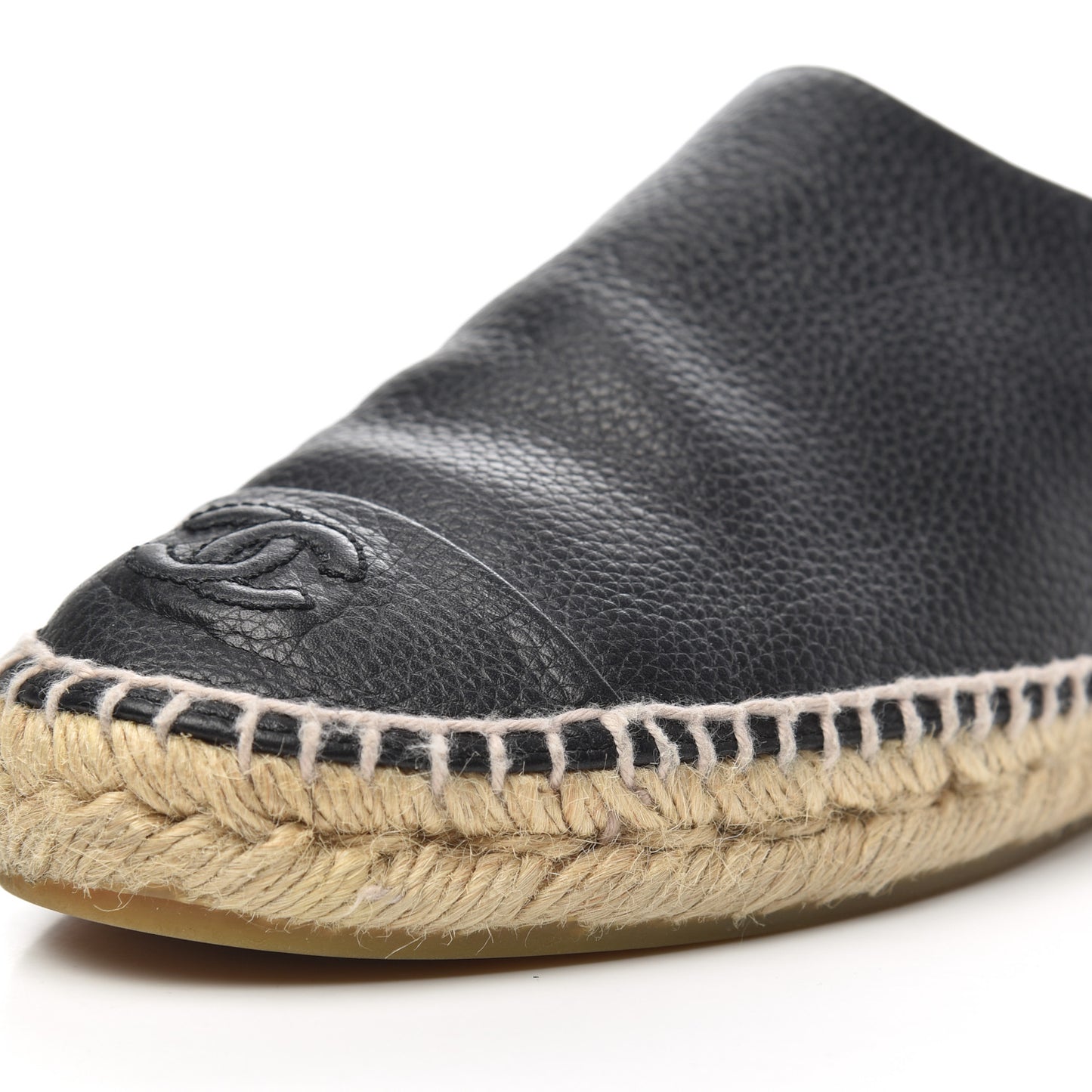 Grained Calfskin CC Espadrilles 39 Black