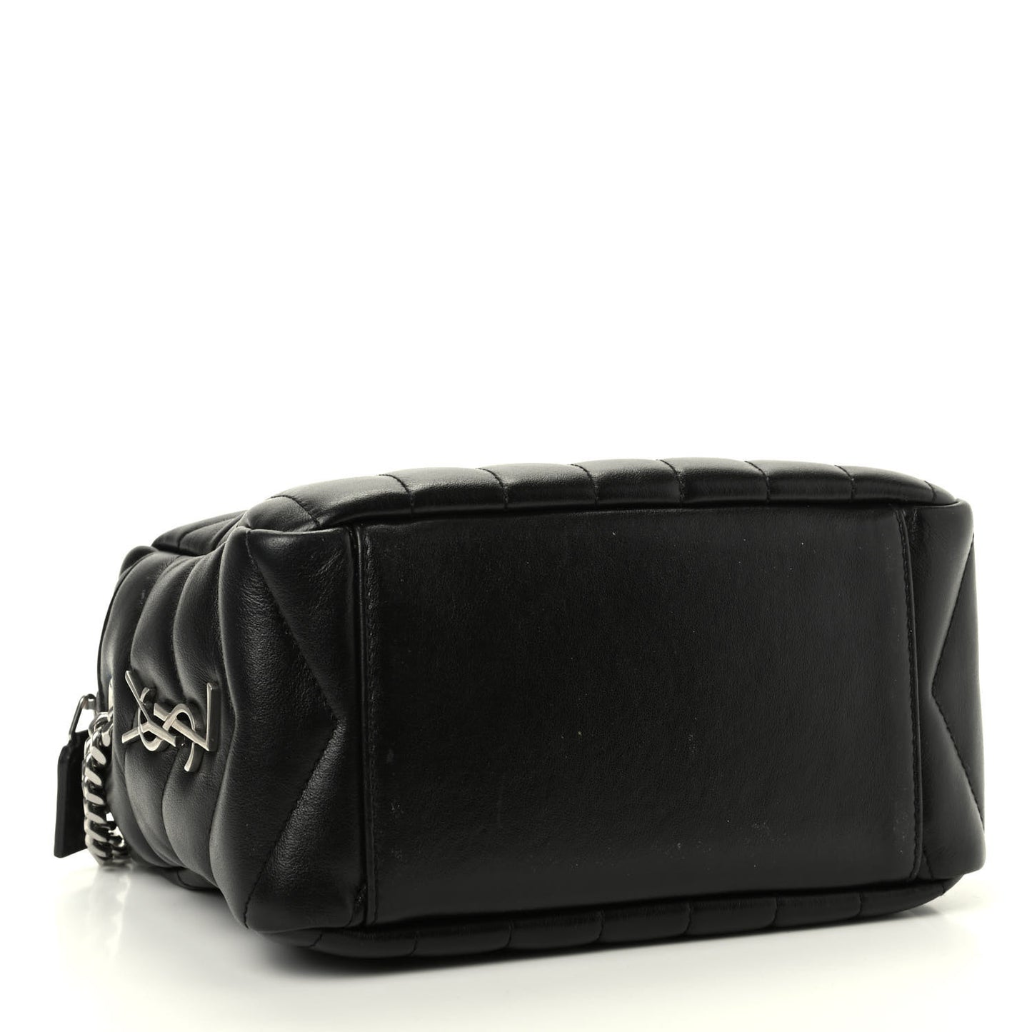 Calfskin Y Quilted Monogram Small Loulou Bowling Bag Black