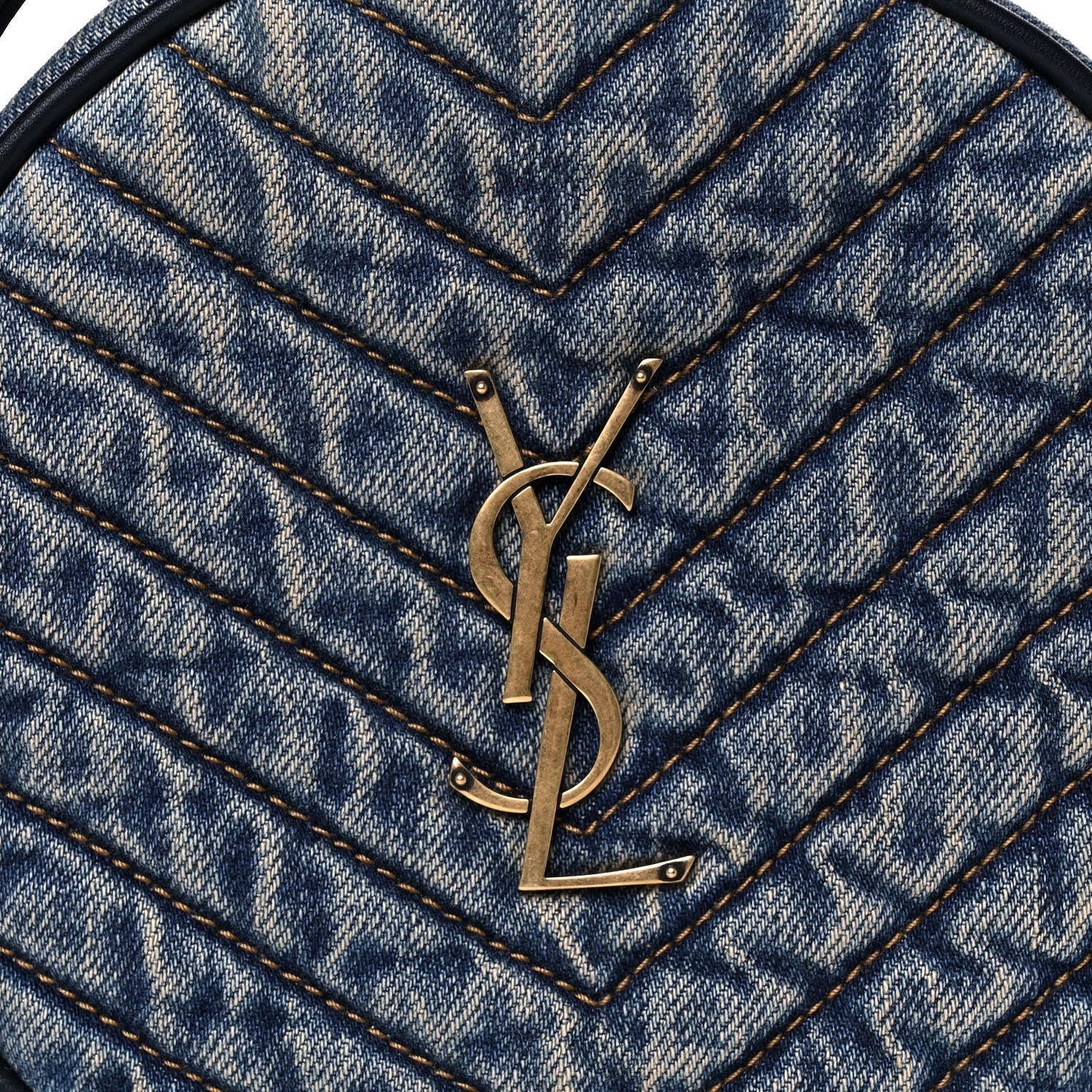 Saint Laurent Denim Quilted Monogram Round Crossbody Bag Rodeo Blue 8 of 10